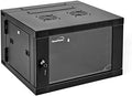 6U Wall-Mount Network Cabinet Enclosure, 650mm Depth, Hinged Back, Swing Gate Server Cabinet, Locks, Reversible Glass Front Door, 2 Fans C965879