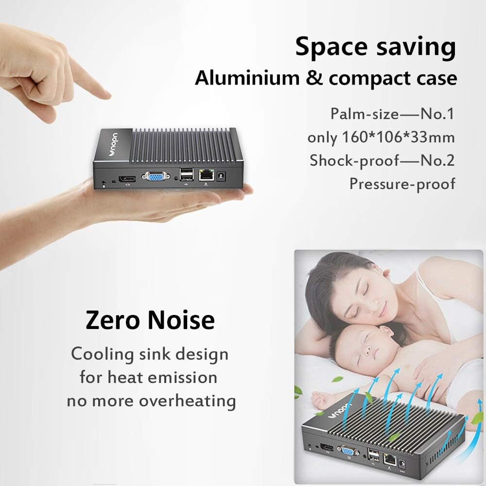 Fanless Mini PC Windows 10 pro AMD A6 Quad core 4G DDR3 128G SSD K94250