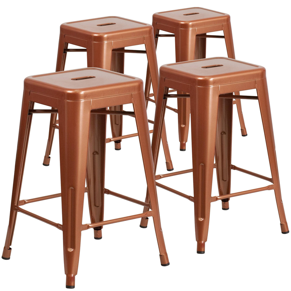 Metal Square Backless Stool (Green) F14590