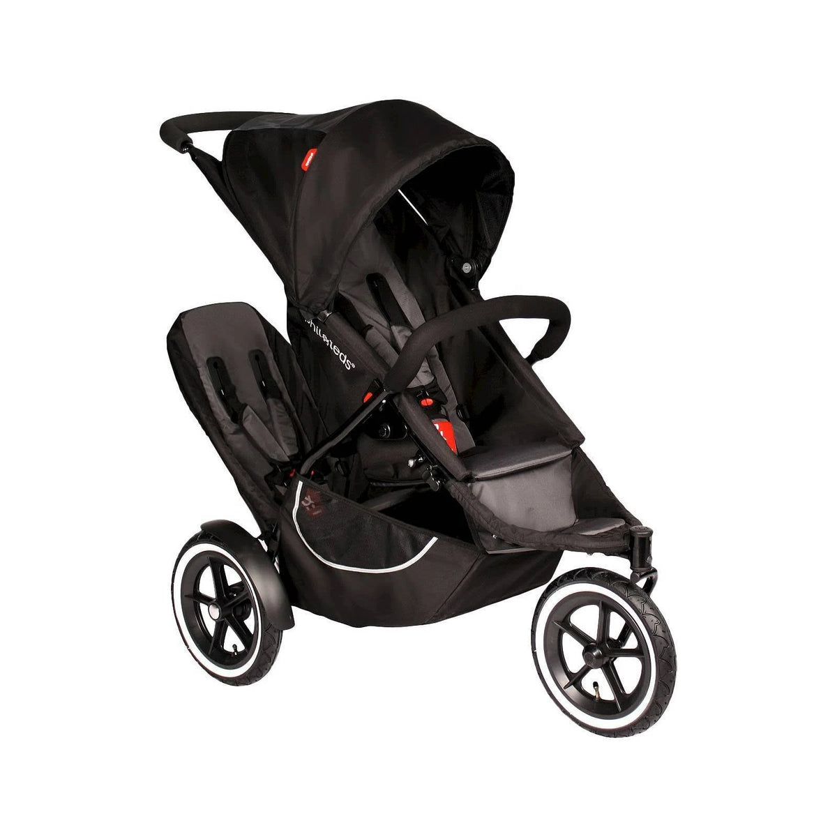 Black Inline Stroller with Second Seat D3541