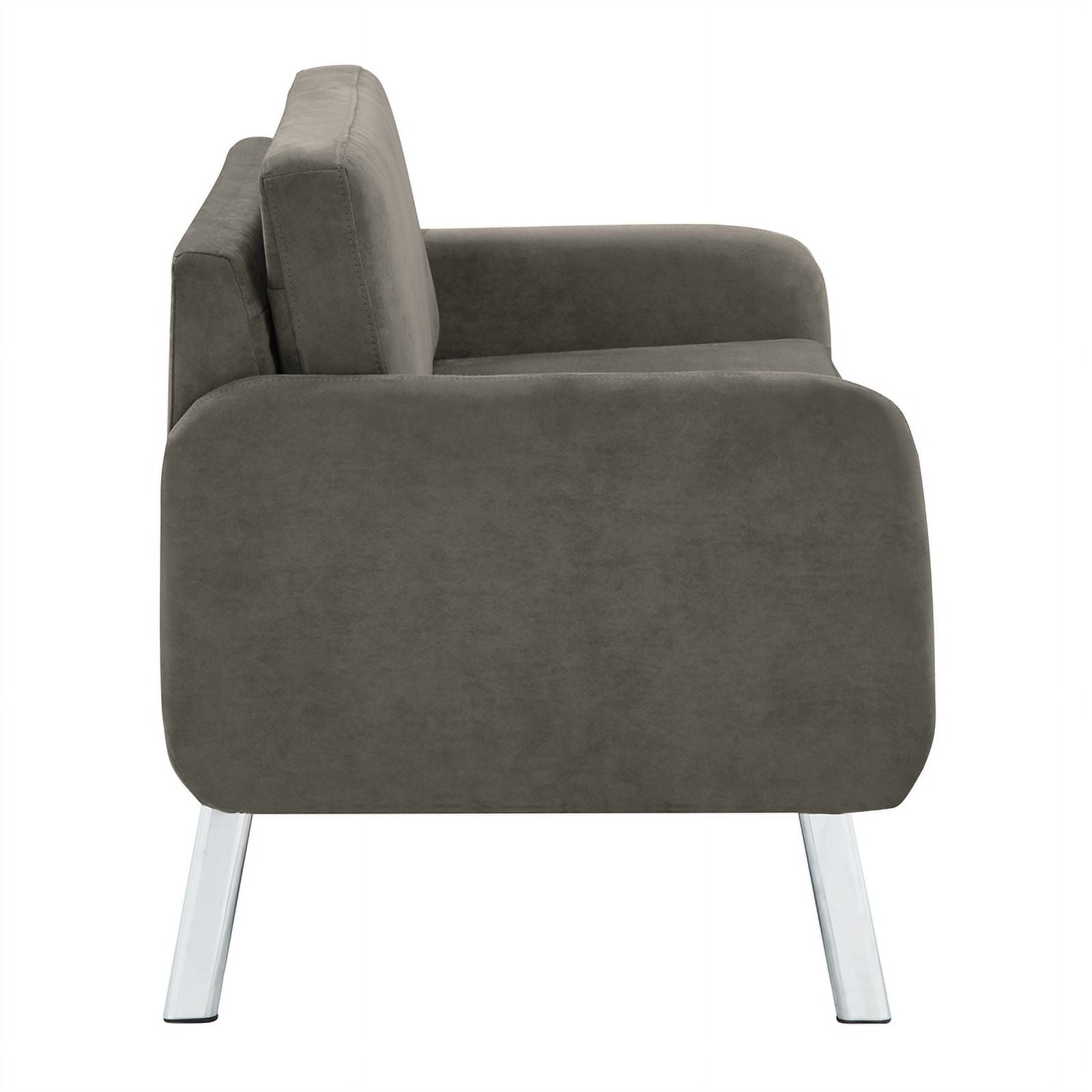 Charcoal Fabric Lounge Loveseat with Chrome Legs Y6629