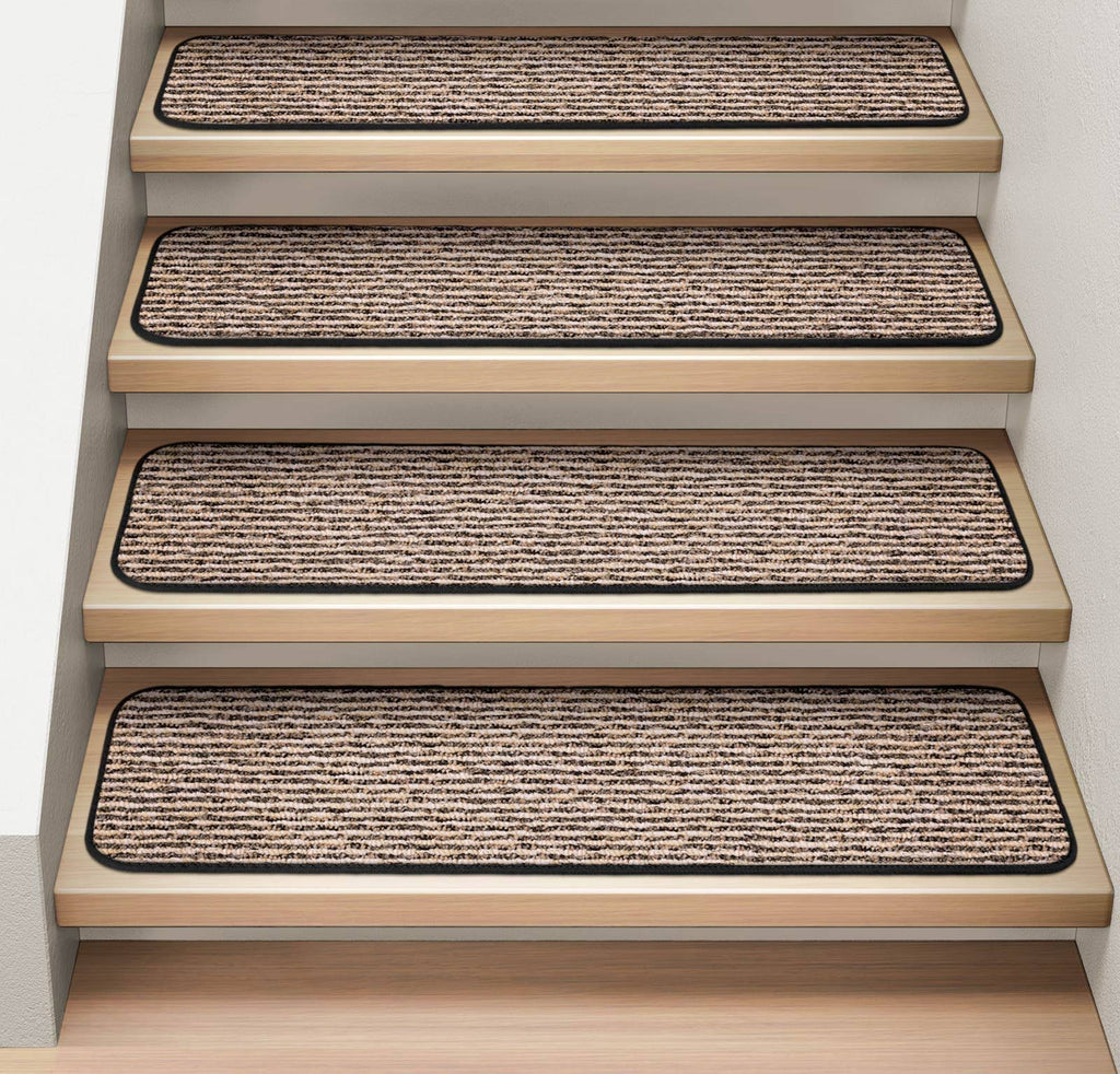Set of 15 Black Carpet Stair Treads J215376