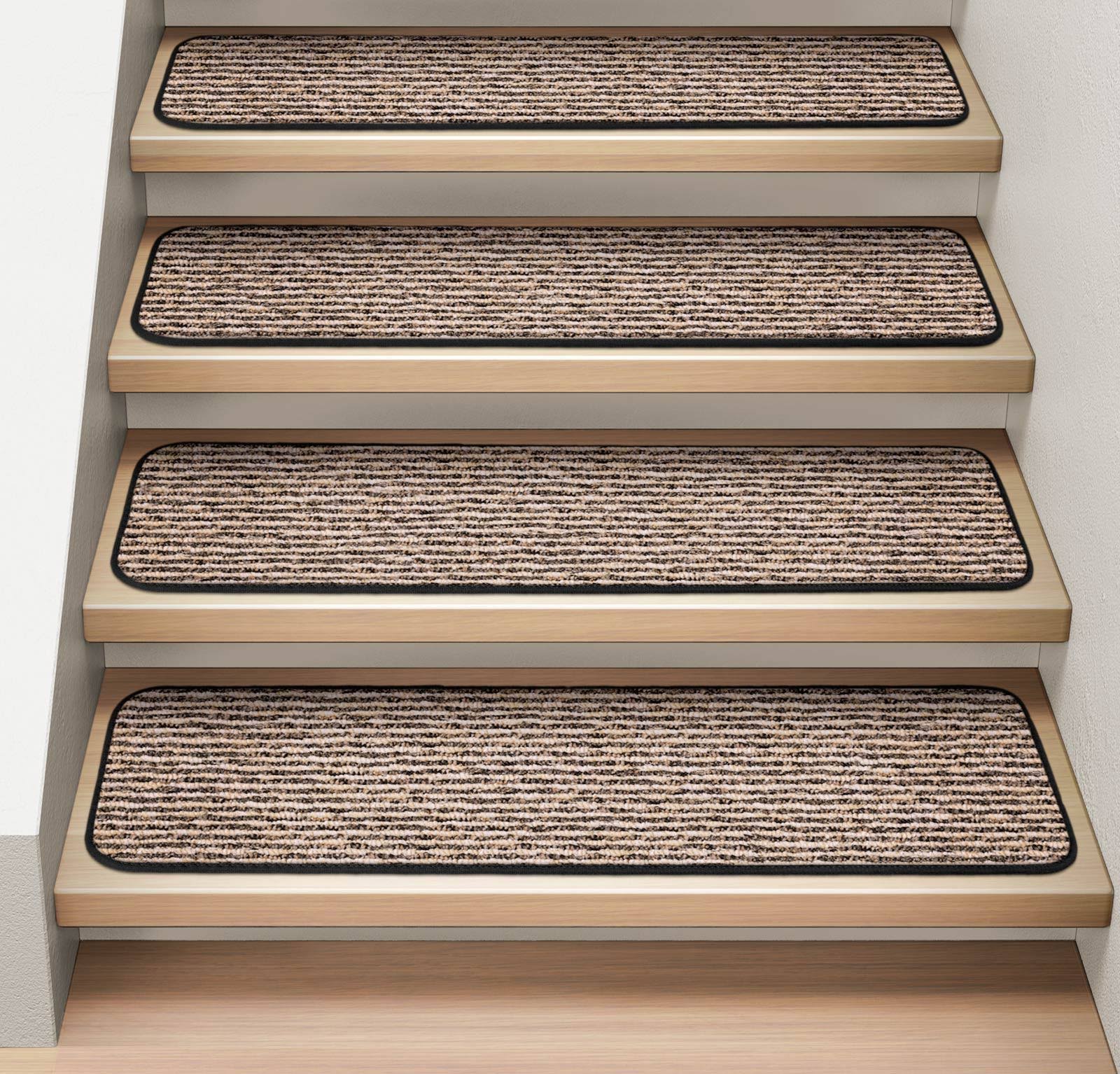 Set of 15 Black Carpet Stair Treads J215376
