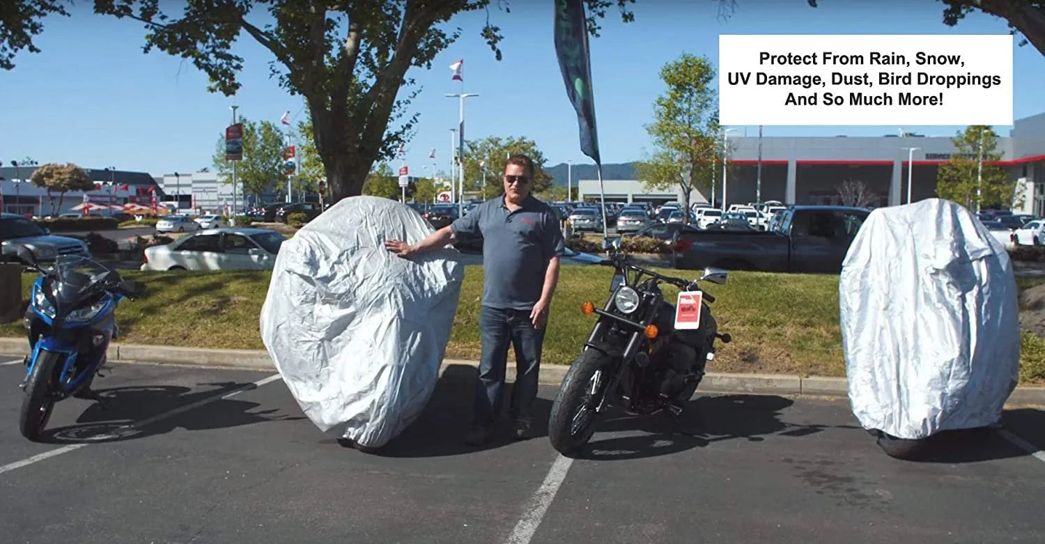 Motorcycle Cover with Reinforced Securing Straps and Storage Bag P8935