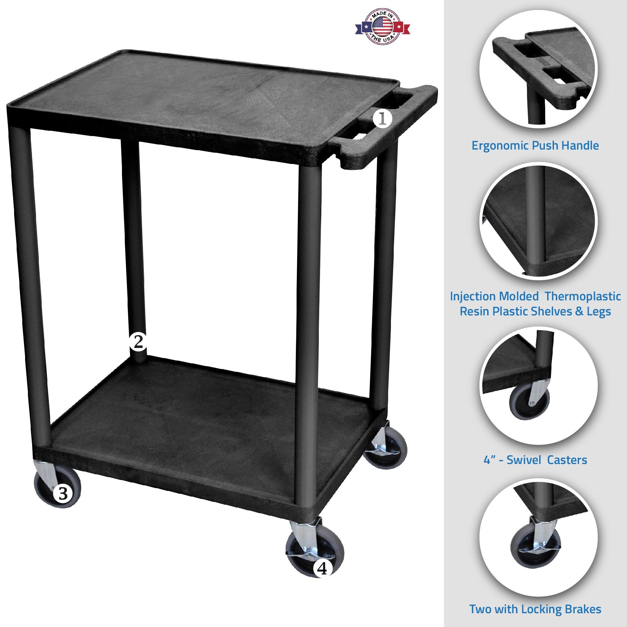 2 Shelf Utility Cart Black A97971