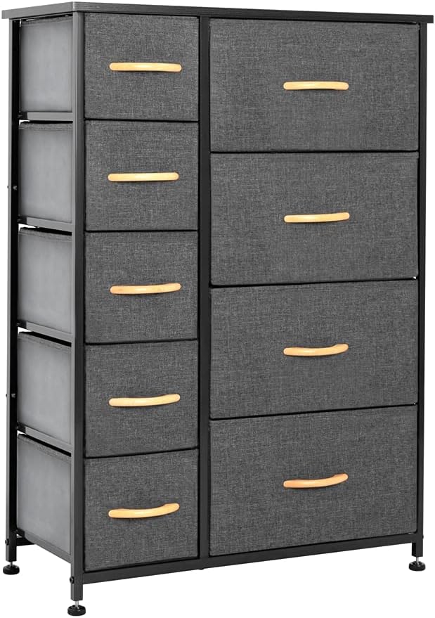 9 Drawers Vertical Dresser Storage Tower with Fabric Bins S1335