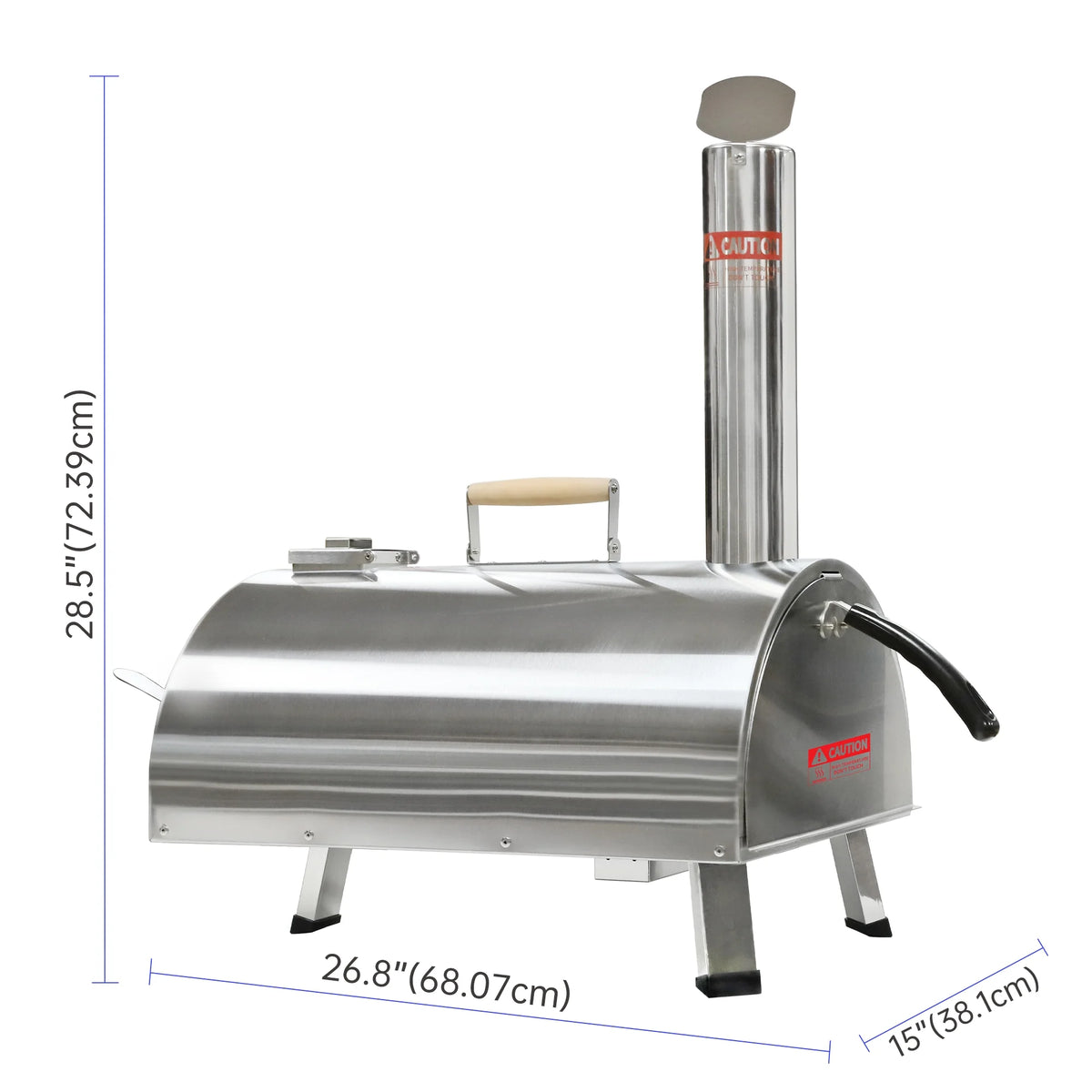 12" Stainless Steel Wood Fired Portable Pizza Oven with Built-in Thermometer Carry Bag A963145