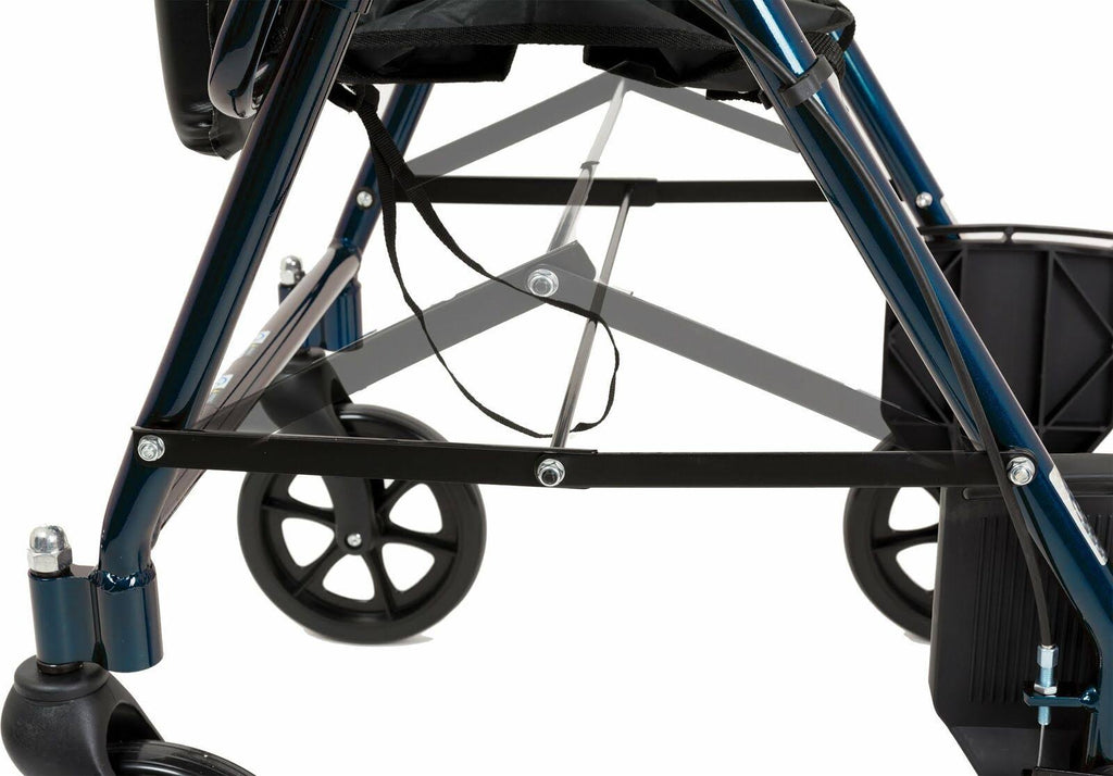 Blue Transport Folding Rollator Walker with Seat & Wheels P742832