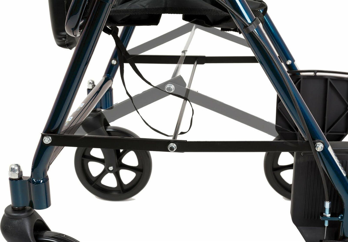 Blue Transport Folding Rollator Walker with Seat & Wheels P742832