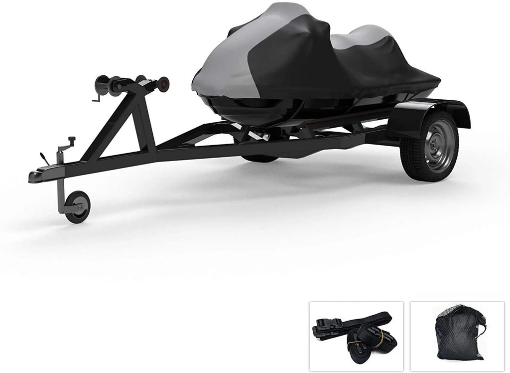 Gray/Black All Weather Trailerable Jet Ski Covers with Trailer Straps and Storage Bag S573