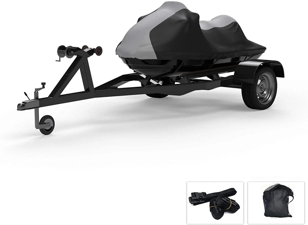Gray/Black All Weather Trailerable Jet Ski Covers with Trailer Straps and Storage Bag S573