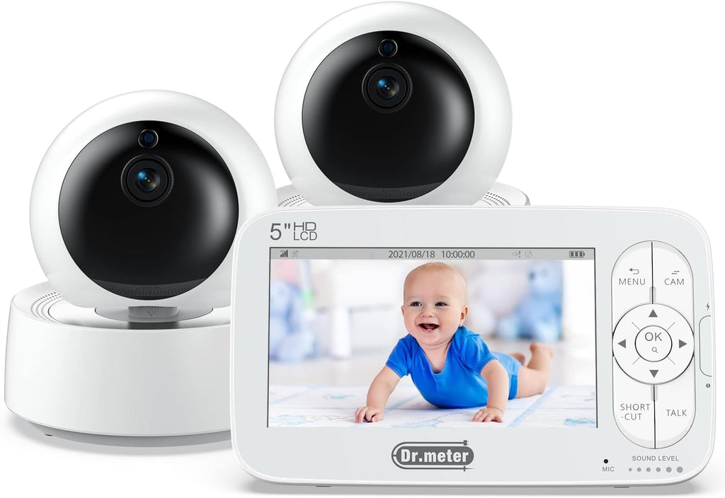 5" 720p HD Baby Monitor with 2 Cameras, 1000ft Range, 2 Way Talk, Room Temperature Sensor W380165