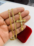 Two Tone Jesus Christ Pendant Crucifix Necklace Z499
