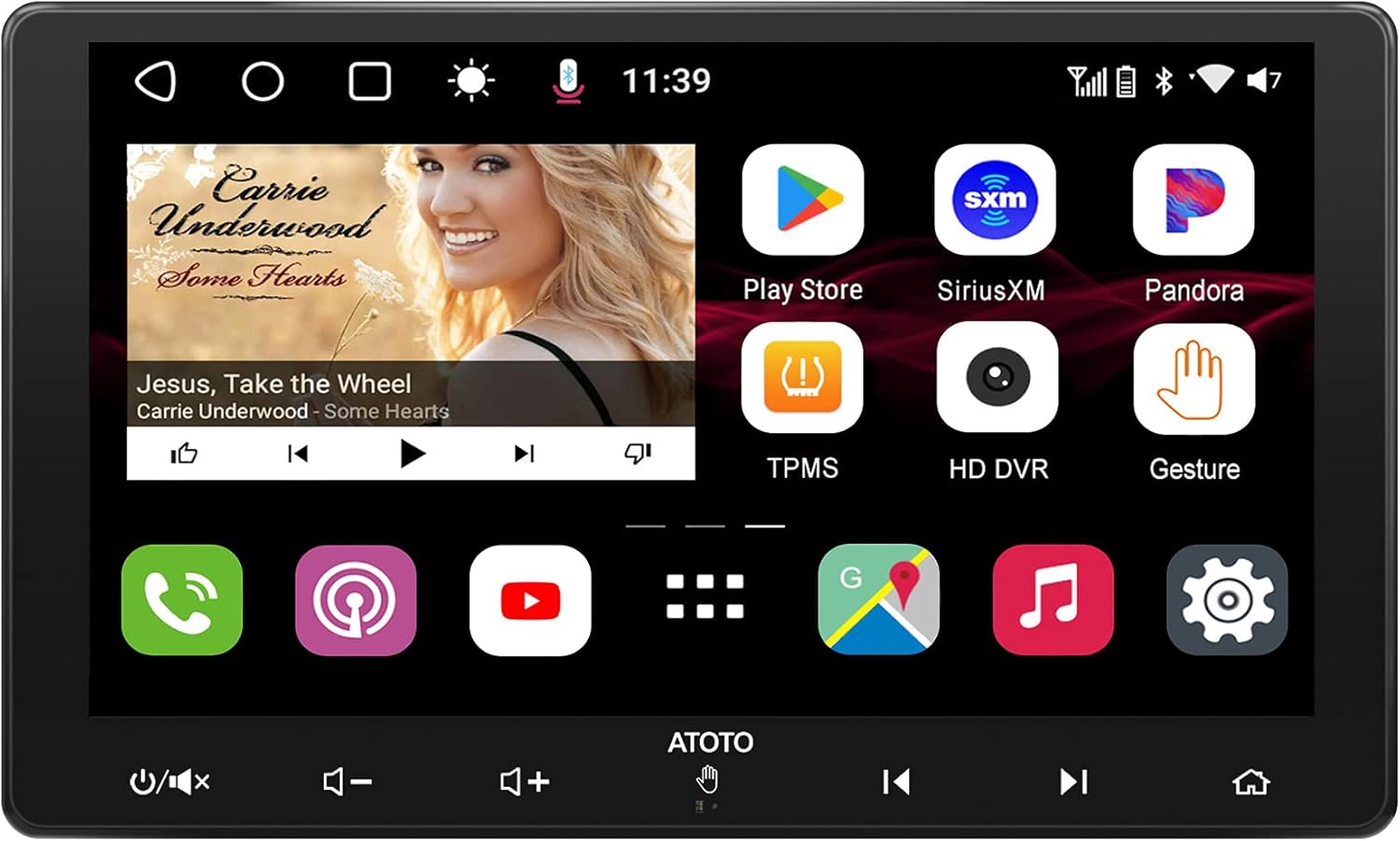 7 Inch Double Din Car Stereo with Wireless CarPlay and Android Auto P775142