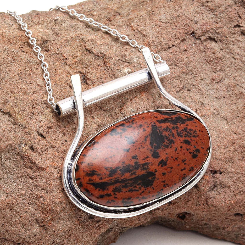 Mahogany Obsidian 925 Silver Necklace 20 in B437