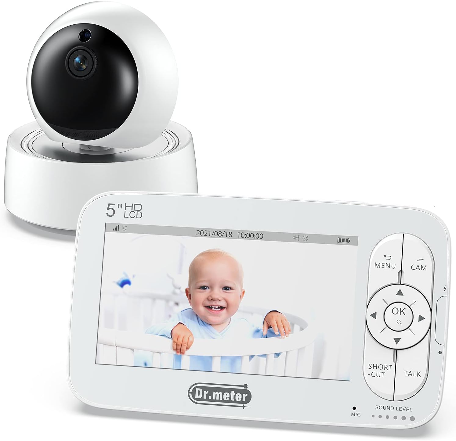 5" 720p HD Baby Monitor with 2 Cameras, 1000ft Range, 2 Way Talk, Room Temperature Sensor W380165