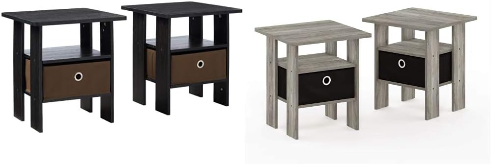 2-Pack Bin Drawer End Table Americano/Medium Brown & End Table French Oak Grey B85503