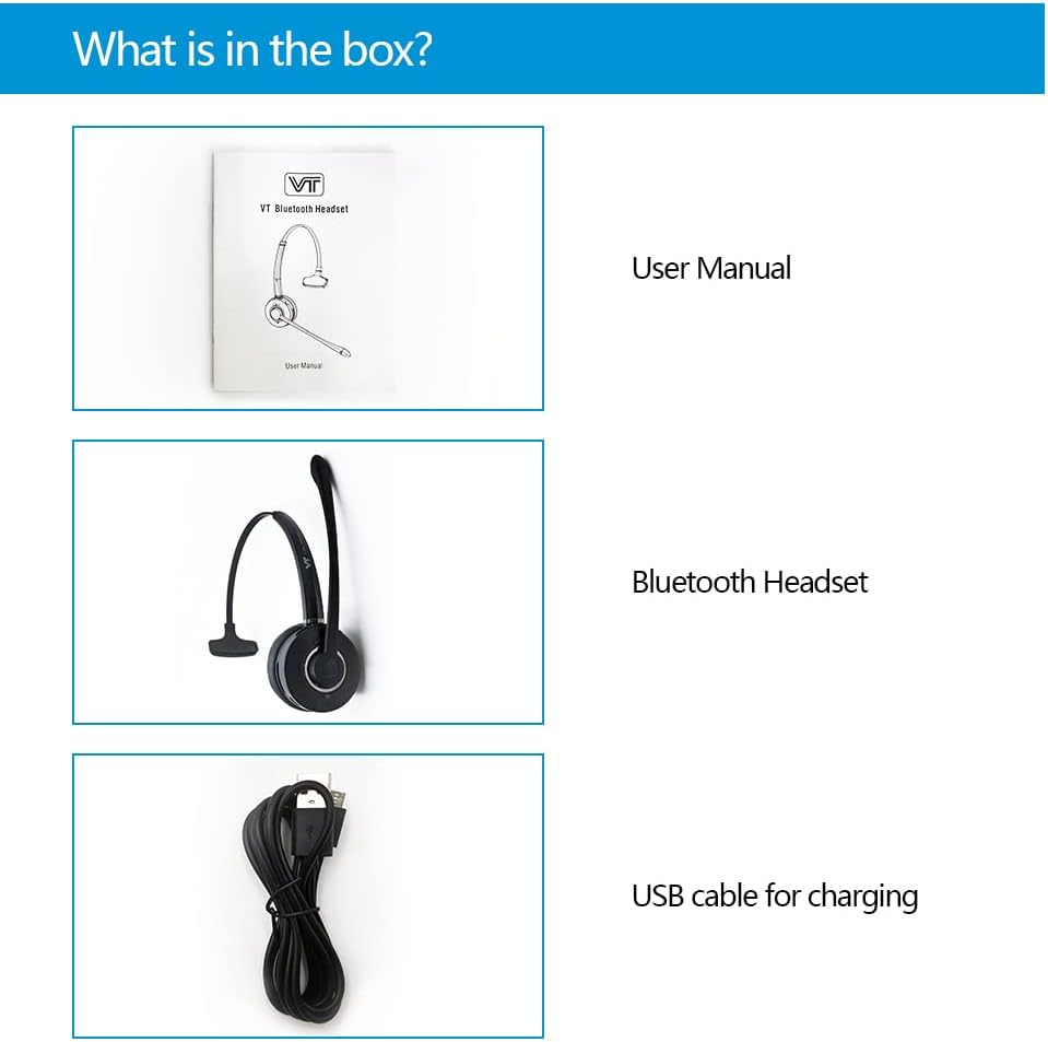 Bluetooth Headset with Noise-Cancelling Microphone, Wireless Headphone, Pack of 2 Y911801
