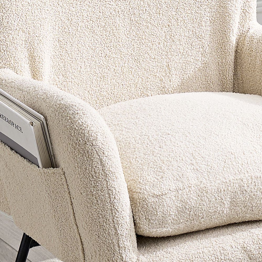 Teddy Material Rocking Chair with High Backrest Y338