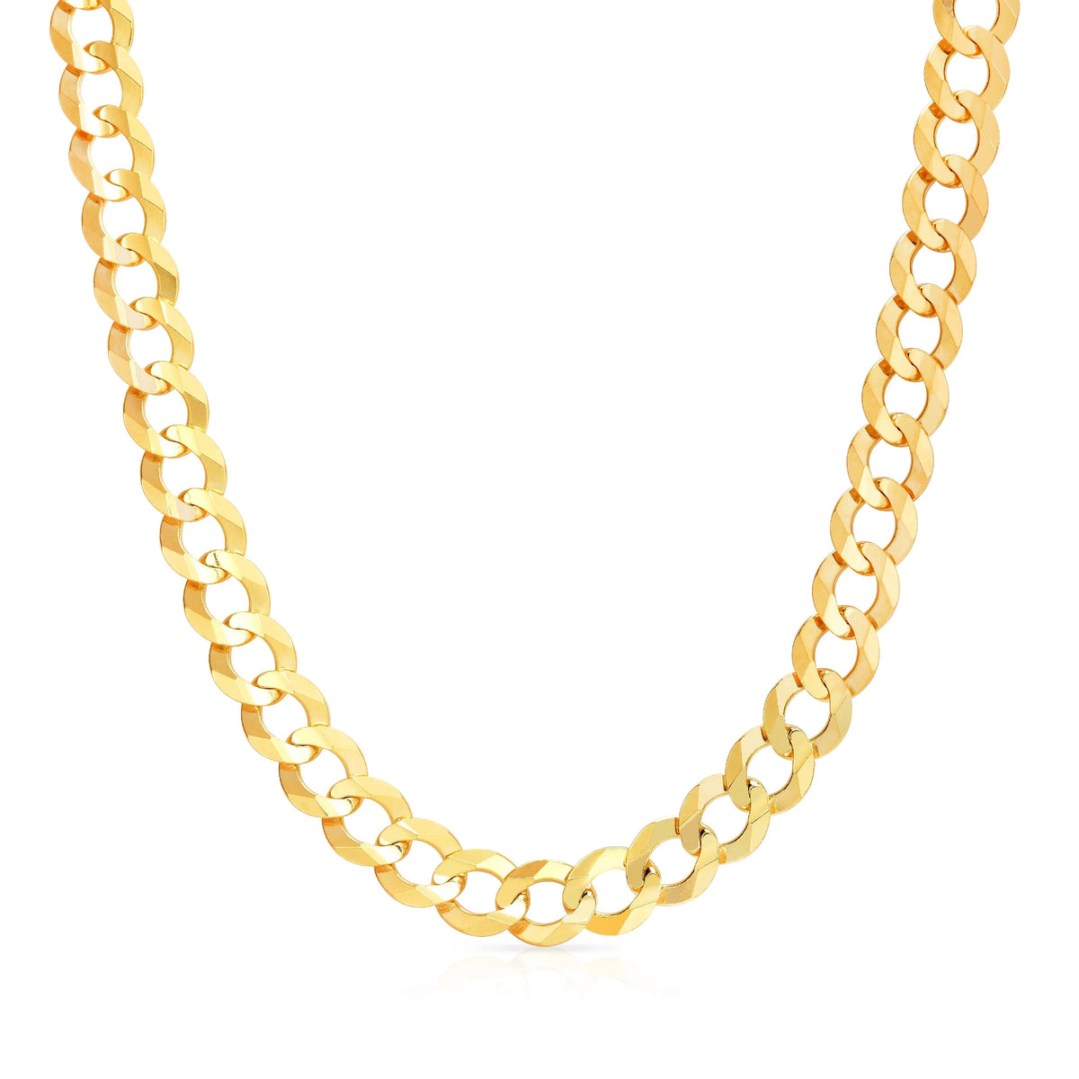 10k Yellow Gold Mens Solid Curb Chain Necklace 10mm C6470