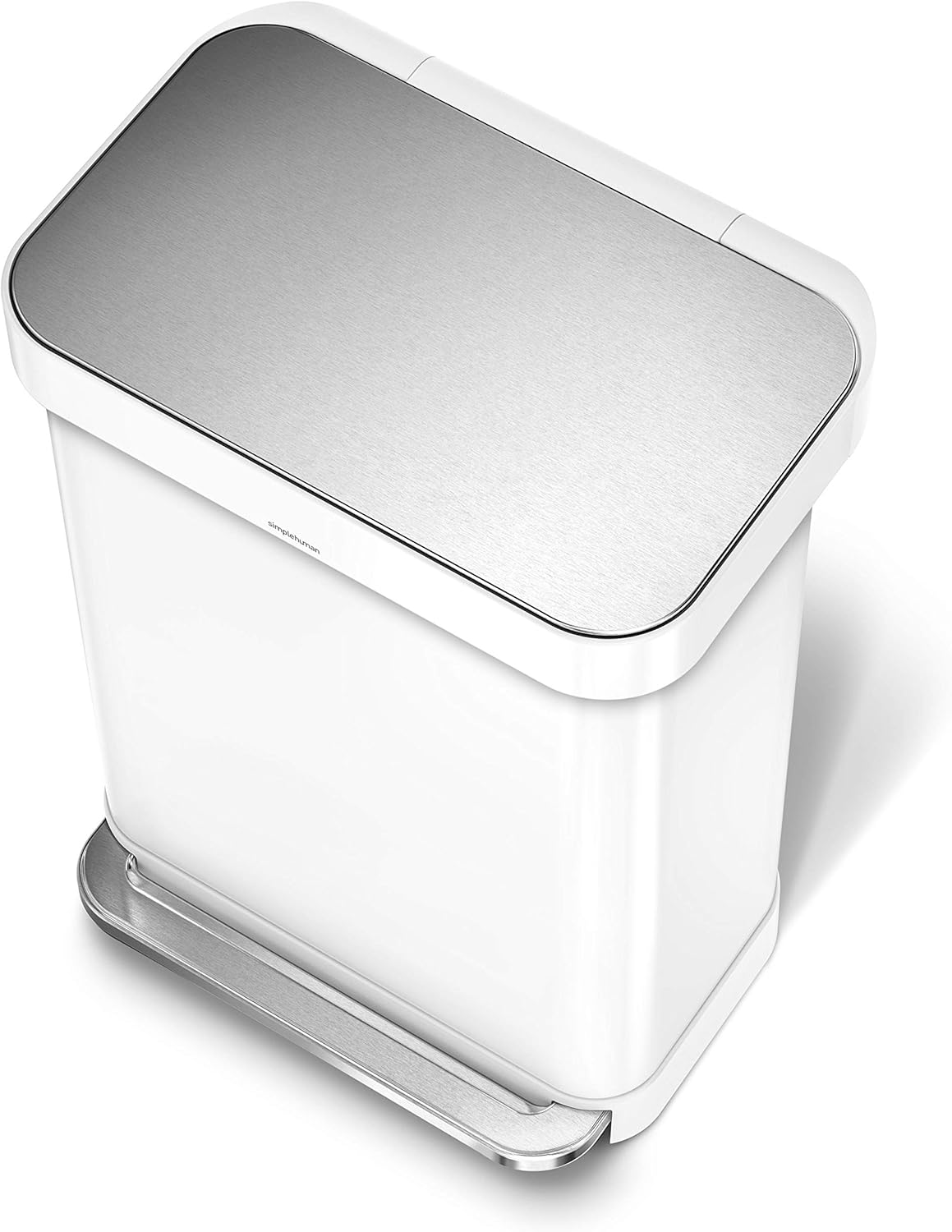 55 Liter White Stainless Steel Kitchen Step Trash Can F2191