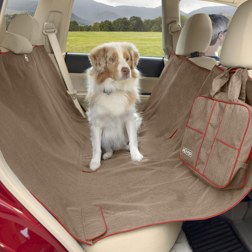 Khaki Heather Charcoal Grey Dog Car Hammock Seat Cover Pack of 2 T45160
