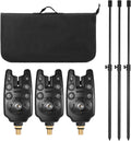 3 Wireless Fishing LED Bite Alarm Set with Aluminum Alloy Bankstick and Padded Tool Bag N2535