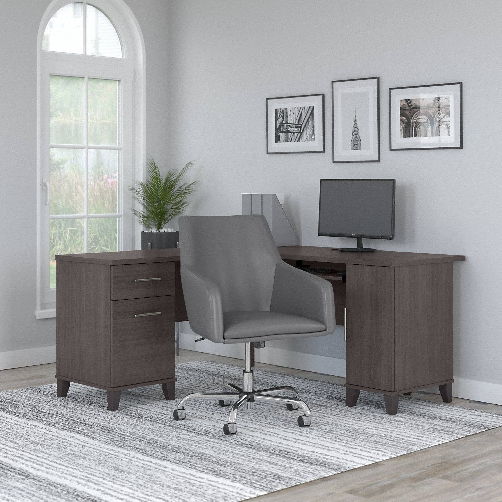 L Shaped Desk and Chair Set in Storm Gray E762693