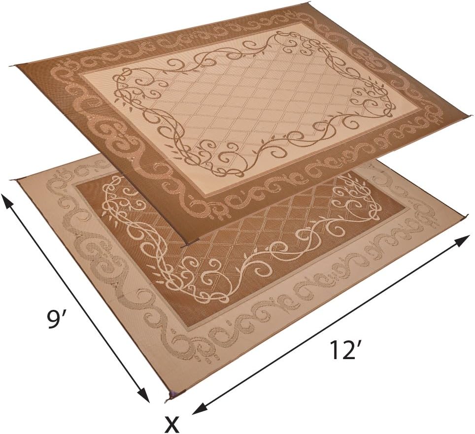 Brown Beige Outdoor Camping Garden Mat (9-Feet x 12-Feet) B2289