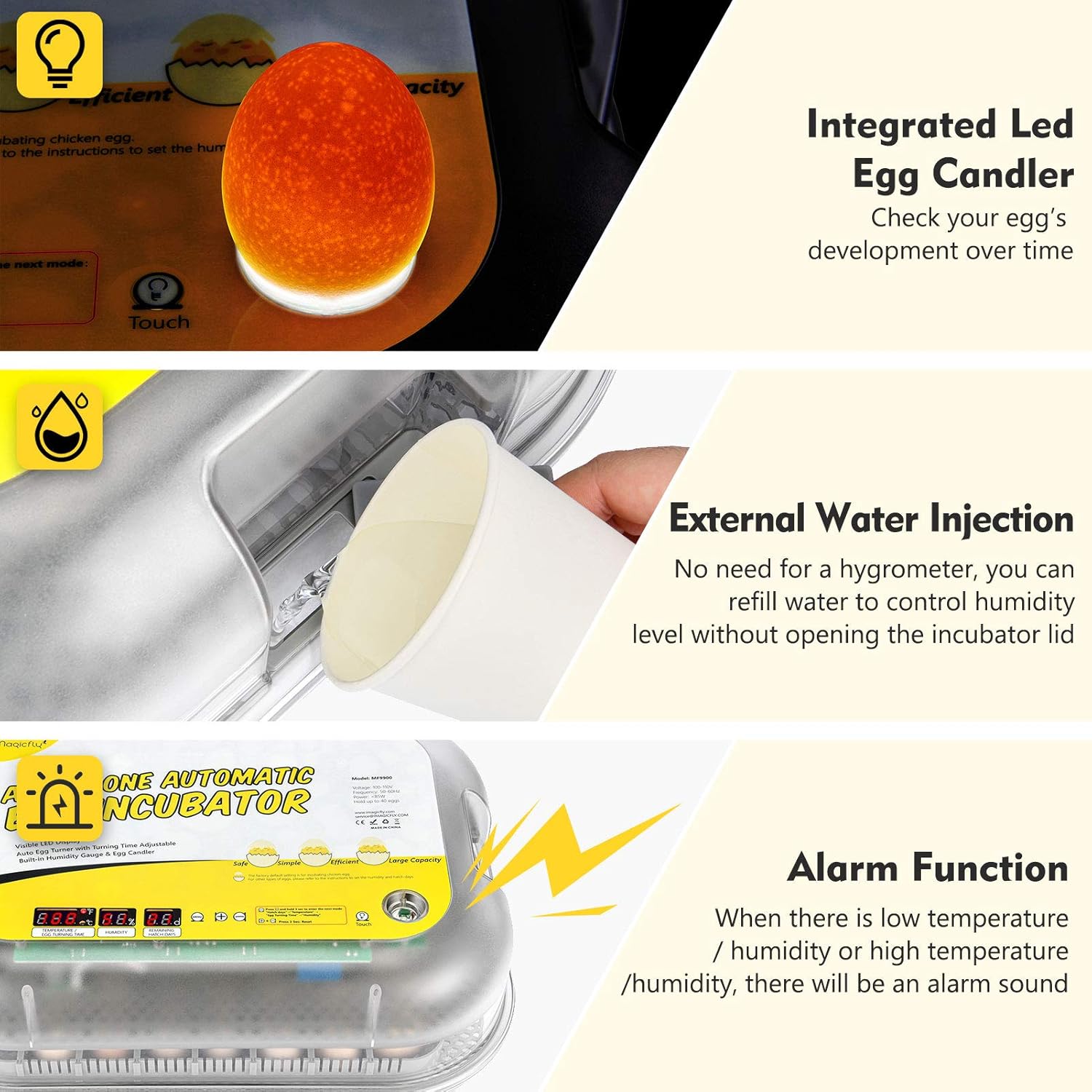 40 Egg Automatic Egg Incubator with LED Candler Y174