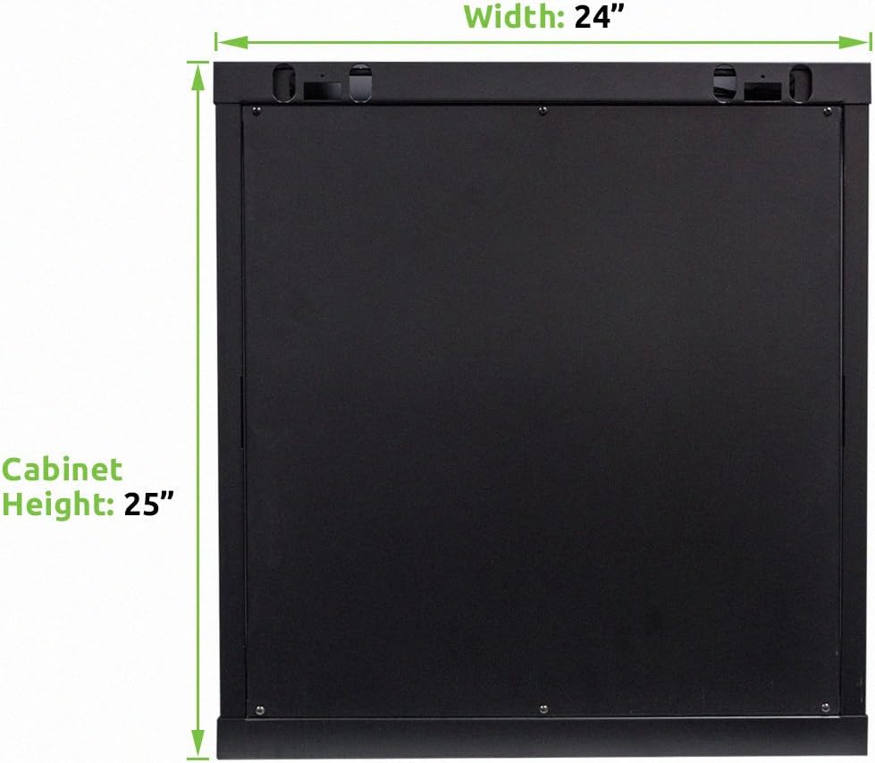 12U Wallmount Cabinet Enclosure 19-Inch Server Network Rack with Locking Glass Door Black with Shelves V1503