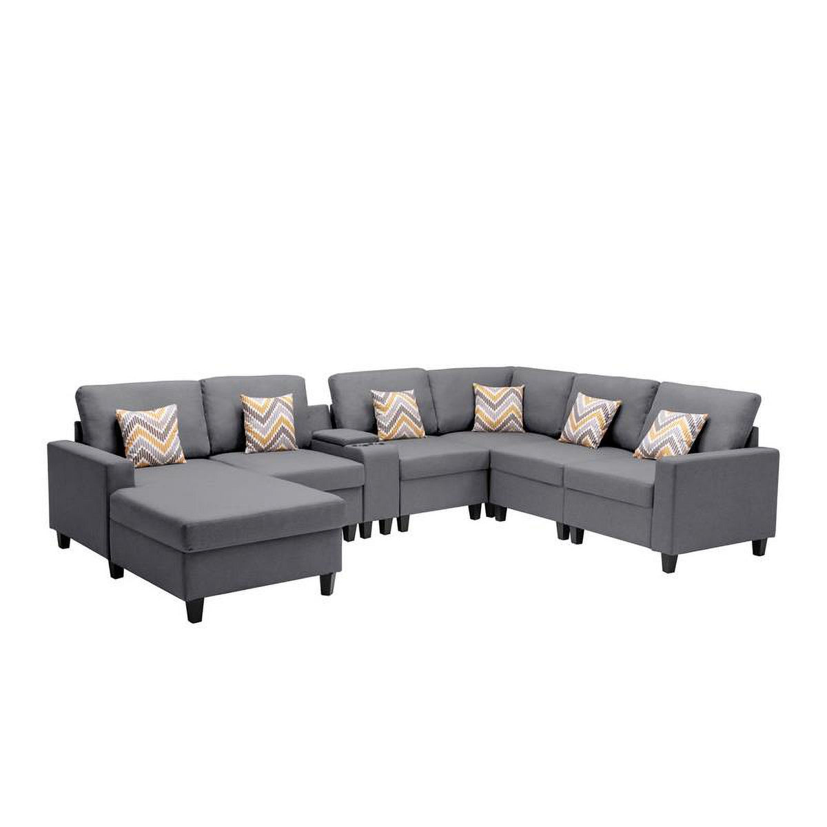 Gray Fabric Reversible Sectional with Storage Console Q89630