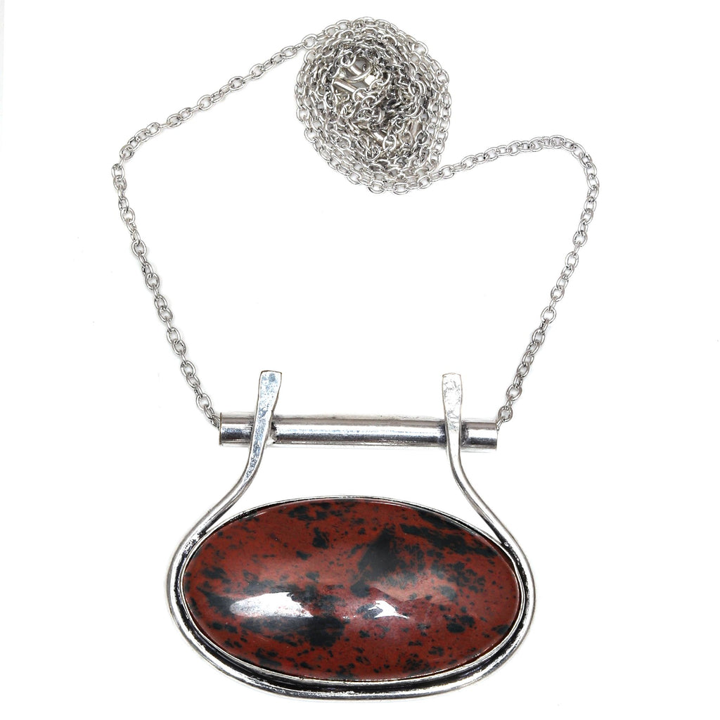 Mahogany Obsidian 925 Silver Necklace 20 in B437