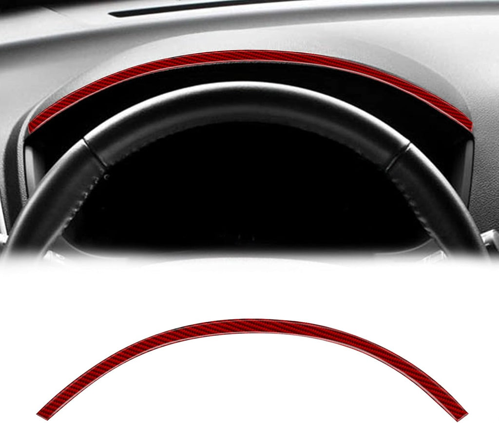 Carbon Fiber Center Console Dashboard Screen Frame Trim Sticker Accessories (Red) Pack of 2 F534955