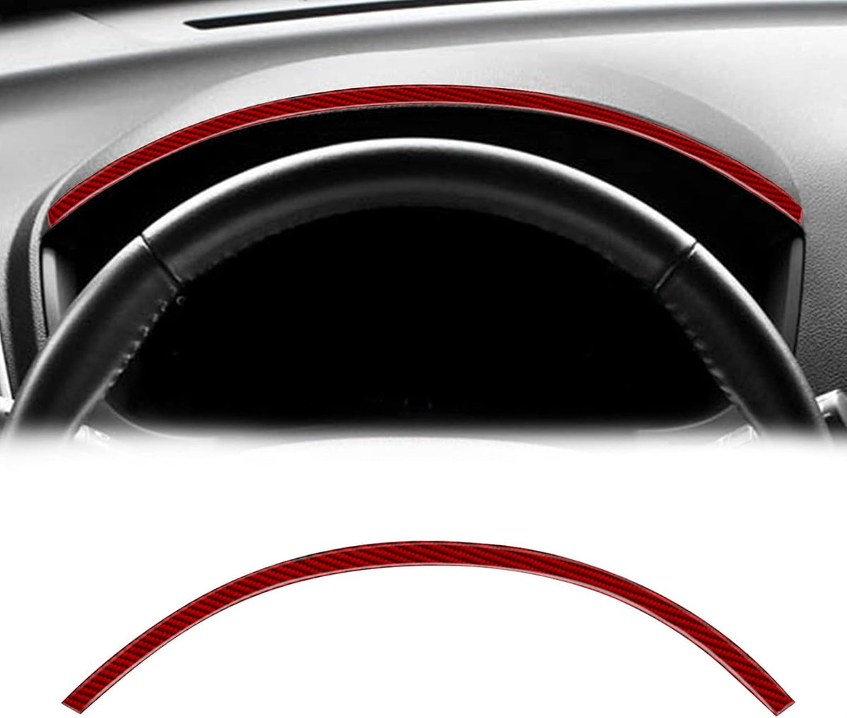 Carbon Fiber Center Console Dashboard Screen Frame Trim Sticker Accessories (Red) Pack of 2 F534955