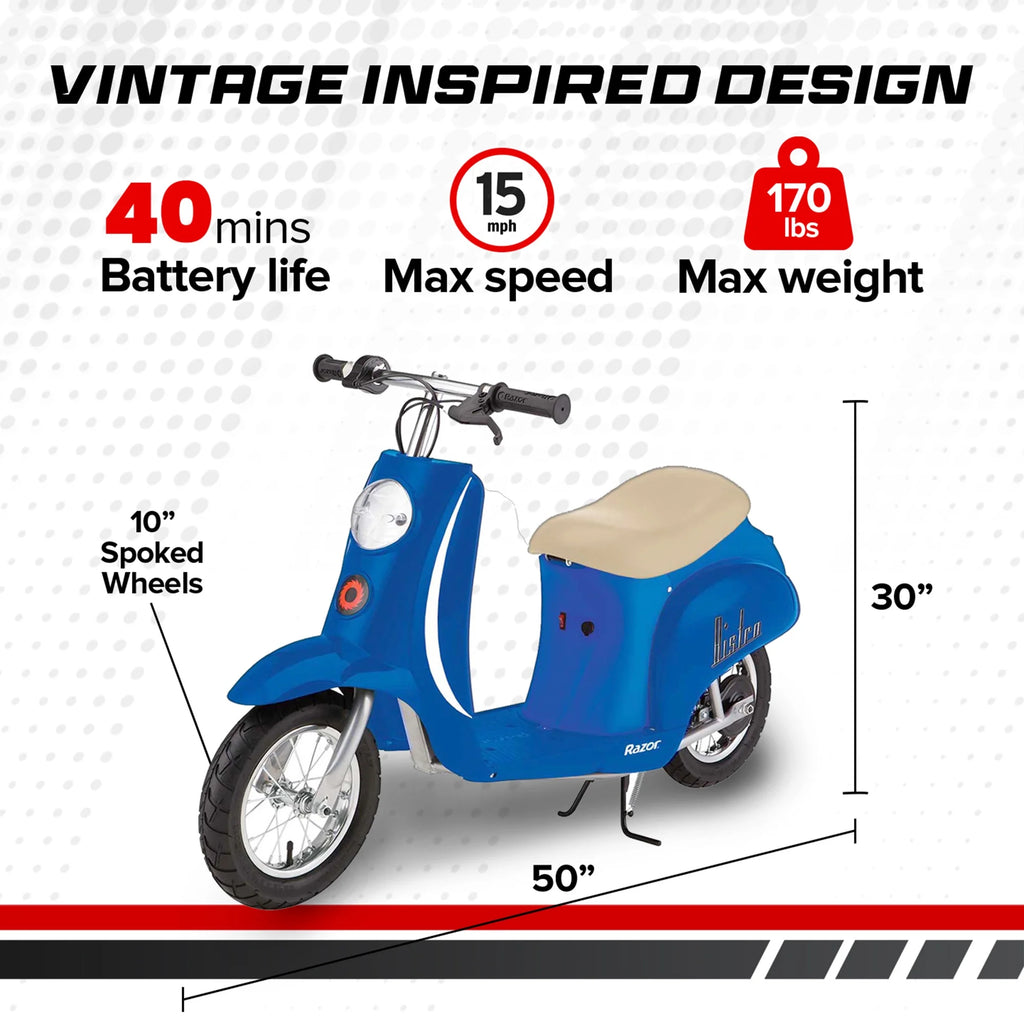 Blue 24V Electric Kids Ride On Retro Scooter O995433