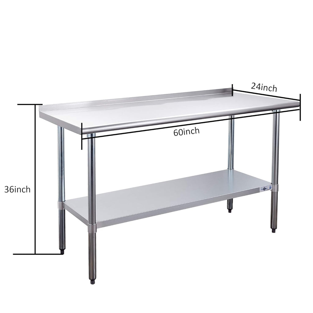 24×60 Inch Stainless Steel Commercial Work Table with Backsplash and Undershelf U733252