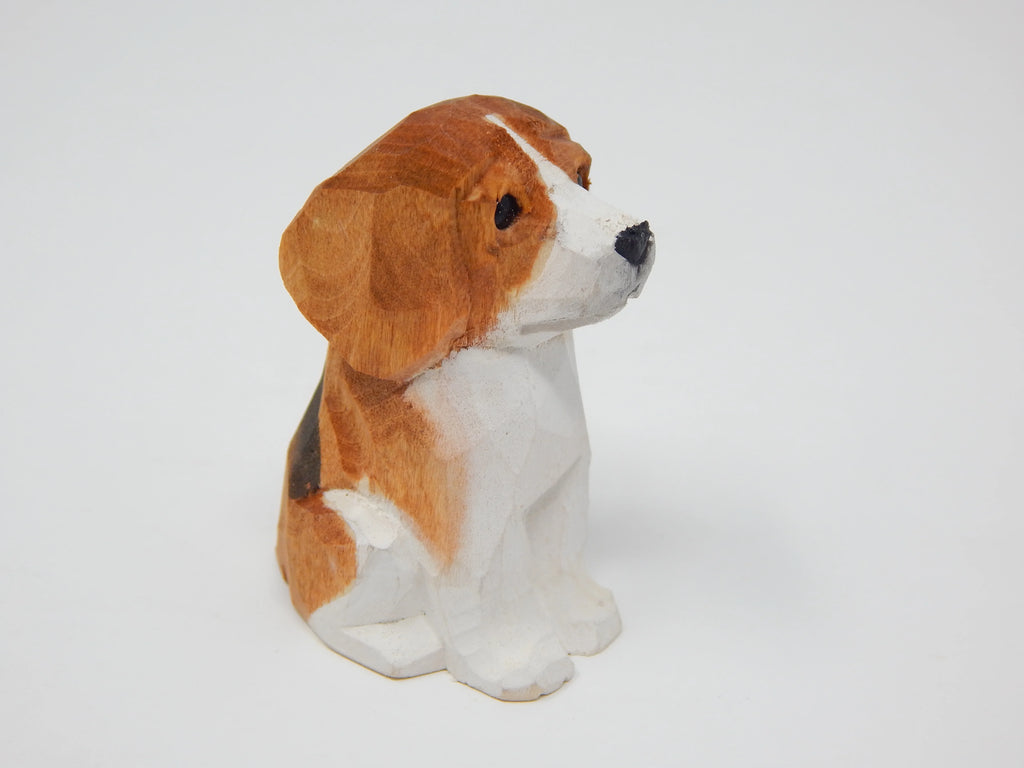 Beagle Dog Puppy Figurine Wooden Carving Z3171
