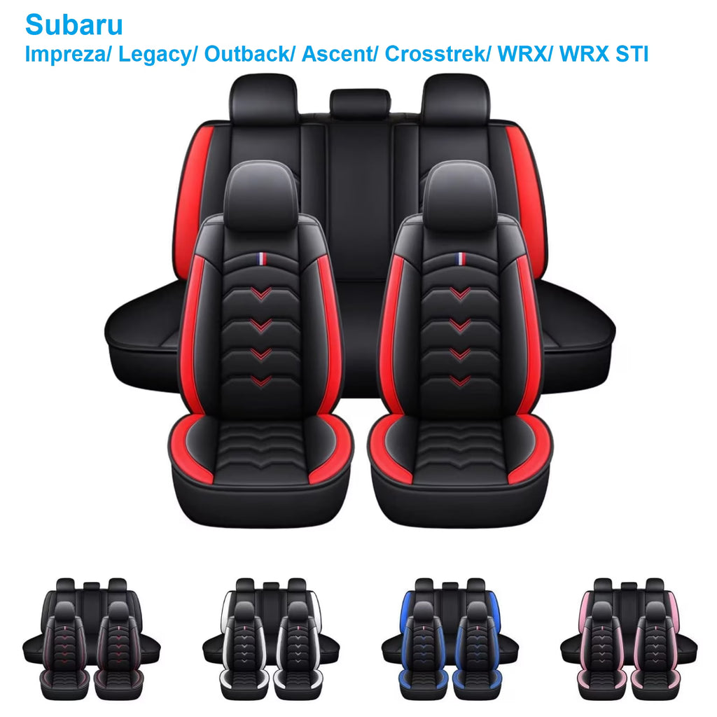 Black & Red Waterproof Leather Car Seat Covers Full Set T962460