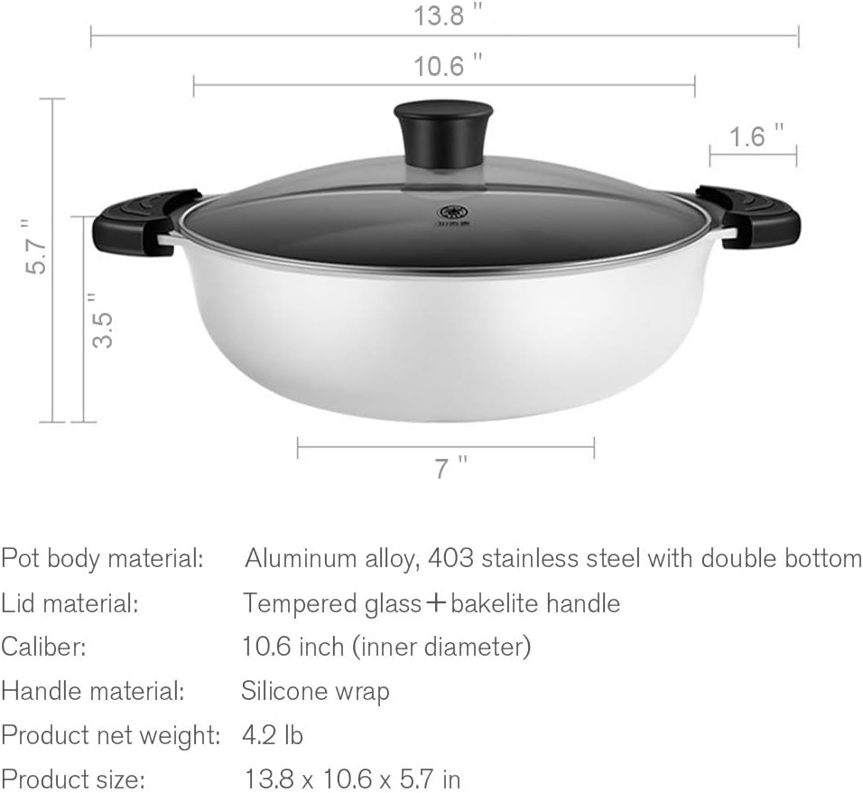 11 Inch White Non-Stick Shabu Shabu Pot with Divider O541