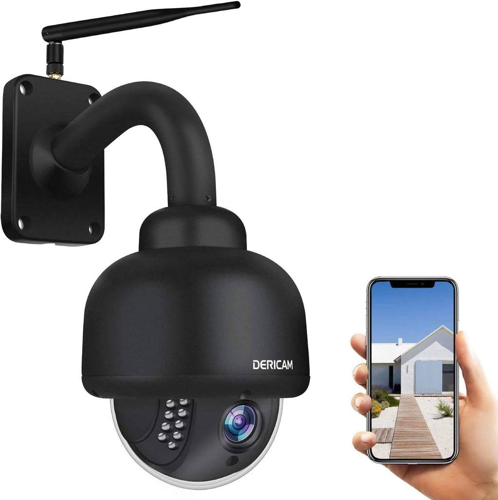 Black PTZ WiFi IP Security Camera with 4X Optical Zoom and Night Vision W7786
