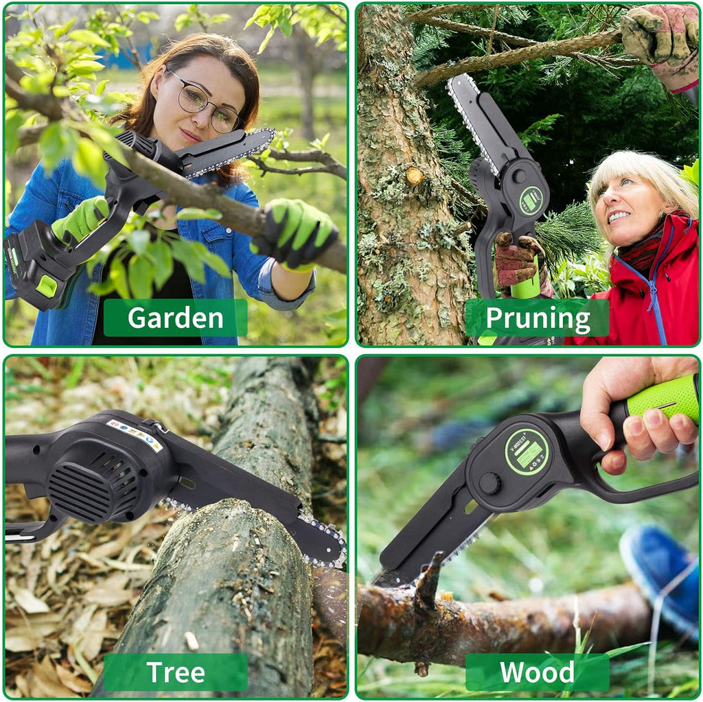 Mini Chainsaw 6 Inch Cordless Brushless Motor with 2 Rechargeable Battery A420