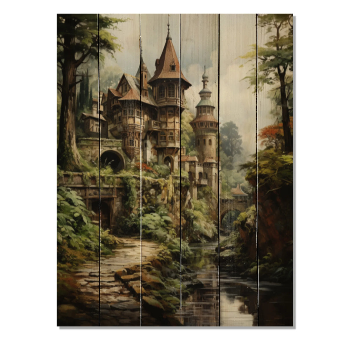 Rustic Wall Art Print on Natural Pine Wood Y84957