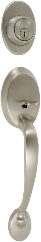 Satin Nickel Double Cylinder Entrance Handleset J327355
