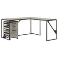 Industrial L Shaped Desk with 3 Drawer Mobile File Cabinet, 62W, Cottage White B690
