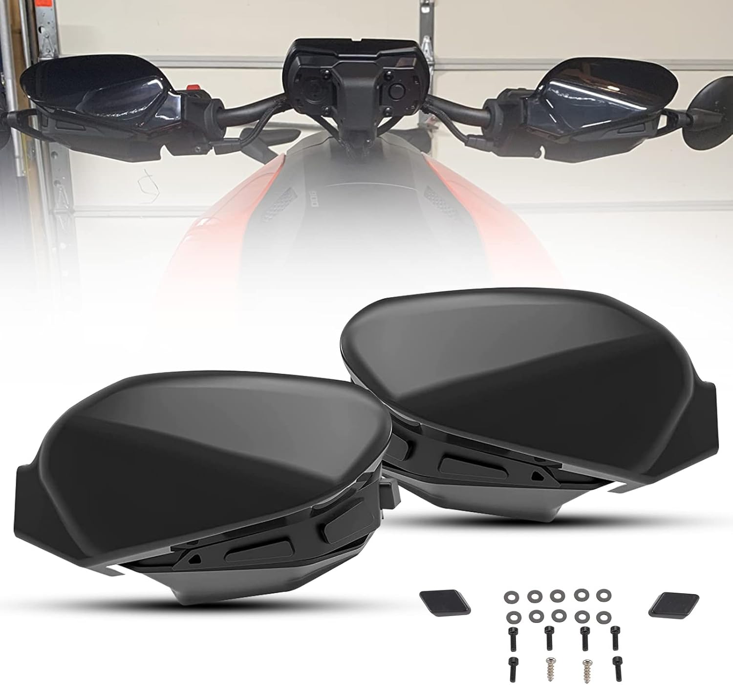Black Plastic Hand Guards Wind Deflector Kit Pack of 2 Y71770