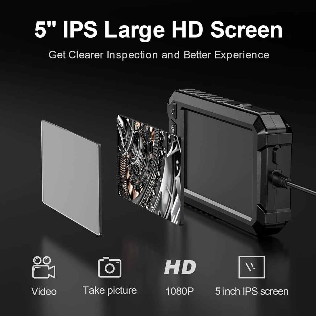 Dual Lens Borescope Inspection Camera with 16.5FT Detachable Semi-Rigid Cable, Pack of 2 B8835