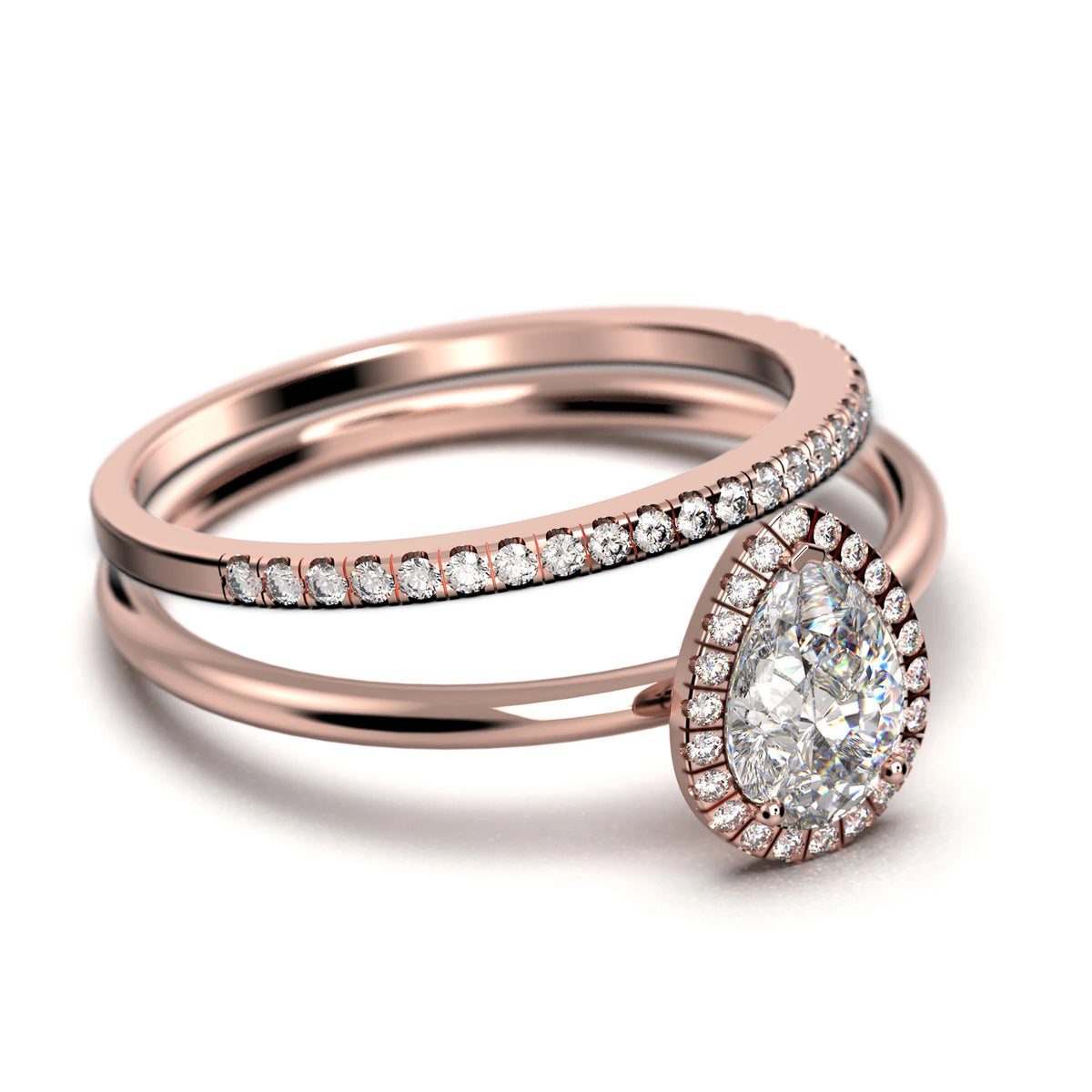 1.75 Carat Pear Cut Moissanite Engagement Ring in 925 Sterling Silver With 18k Rose Gold Plating N266