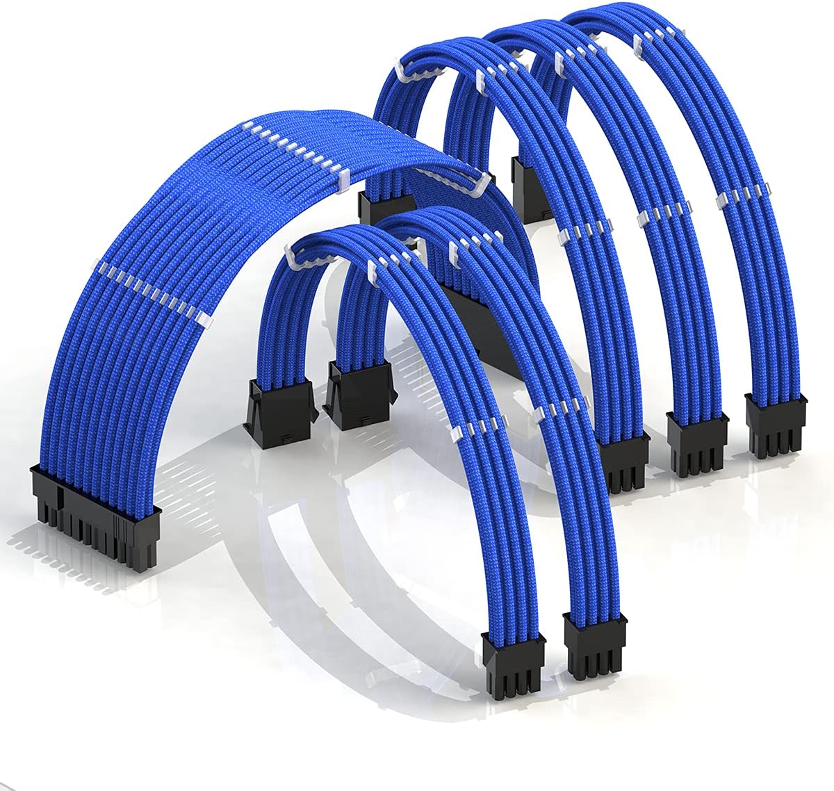30cm PSU Cable Extension 18AWG Oxygen Free Copper Teflon Jacket Mod GPU PC w/Comb Kit 24 P (20+4) CPU 8 P (4+4) GPU 8 P (6+2) Set 300mm Blue G639765