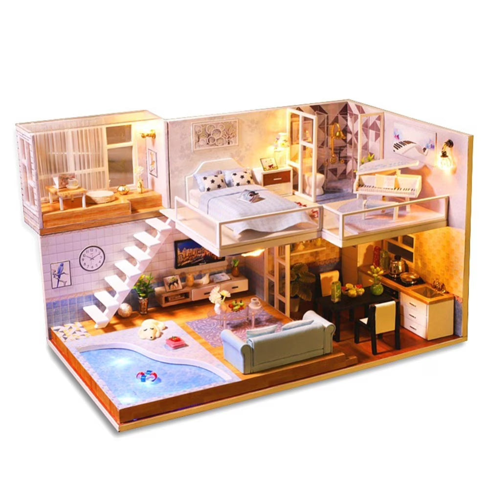 DIY Cottage Art House Handmade Mini House Model with LED Assembled Toy Puzzle S712556
